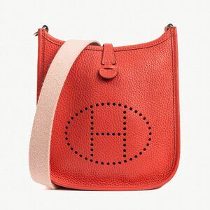Hermes Evelyne TPM Rouge Pavoine Taurillon Clemence Leather Shoulder Bag